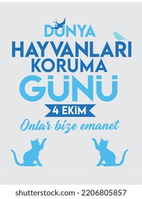 world animal protection day 4 october poster design turkish: hayvanlari koruma günü