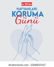 world animal protection day 4 october poster design turkish: hayvanlari koruma günü