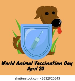World Animal Vaccination Day, idea of ​​a simple poster, banner, card, postcard or leaflet vector illustration about veterinary medicine