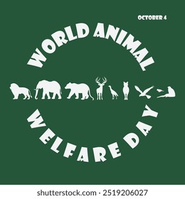 Dia Mundial do Bem-Estar dos Animais 4 de outubro Ilustração vetorial