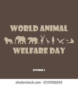 World Animal Welfare Day 4th October Vector Illustration