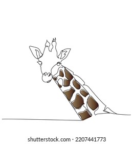 World animal welfare day october. Closeup giraffe line art. Protect world animal habitat. Spread awareness of animal rights. Brown giraffe. National Park graphic vector