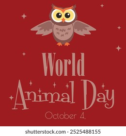 World Animal Welfare Day poster design, all Animals around the world map vector illustration, 4 October