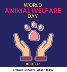 World Animal Welfare Day poster design, all Animals around the world map vector illustration, 4 October