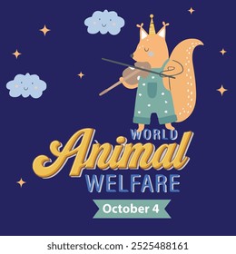 World Animal Welfare Day poster design, all Animals around the world map vector illustration, 4 October