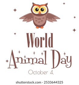 World Animal Welfare Day poster design, all Animals around the world map vector illustration, 4 October