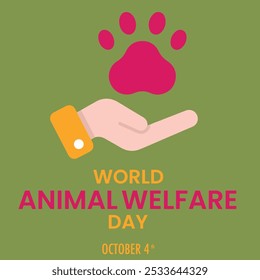 World Animal Welfare Day poster design, all Animals around the world map vector illustration, 4 October