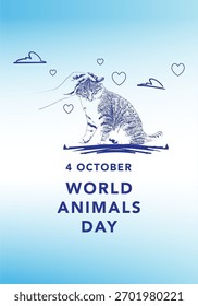 Día Mundial de los Animales. 4 de octubre. Ilustración vectorial. 