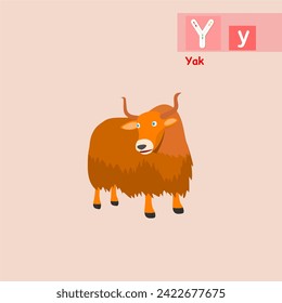 World of animals, Yak illustration for learning book letter Y