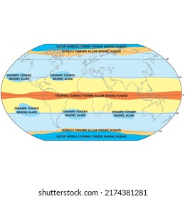 World annual isobaric map. World annual isotherm map