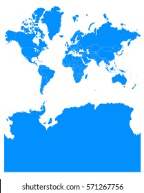 world Antarctica blue map