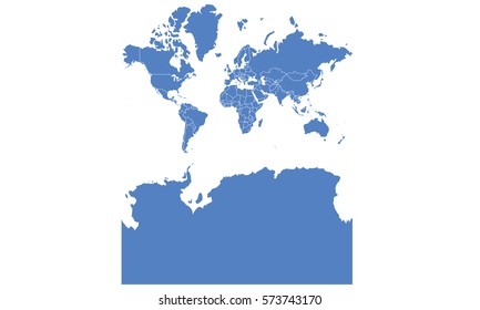 World Antarctica map blue color