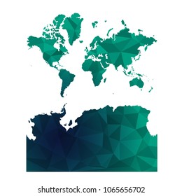 world With Antarctica map - Colorful Polygonal map of world With Antarctica rumpled triangular low poly style gradient graphic background , Vector illustration eps 10.