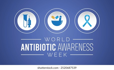 World Antibiotic awareness week is observed every year on November. Medical Healthcare Awareness concept. background, placard, banner template Vector illustration design.