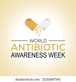 World Antibiotic awareness week is observed every year on November. Medical Healthcare Awareness concept. background, placard, banner template Vector illustration design.