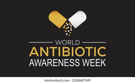 World Antibiotic awareness week is observed every year on November. Medical Healthcare Awareness concept. background, placard, banner template Vector illustration design.