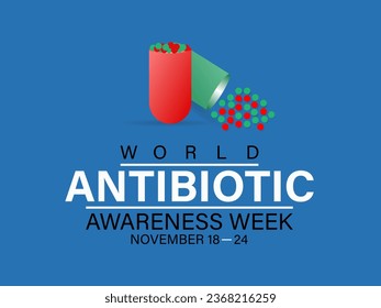 World Antibiotic Awareness Week vector icon illustration. Background, banner, card, poster, template. Vector illustration.