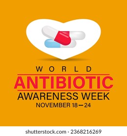 World Antibiotic Awareness Week vector icon illustration. Background, banner, card, poster, template. Vector illustration.