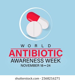 World Antibiotic Awareness Week vector icon illustration. Background, banner, card, poster, template. Vector illustration.