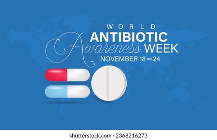 World Antibiotic Awareness Week vector icon illustration. Background, banner, card, poster, template. Vector illustration.