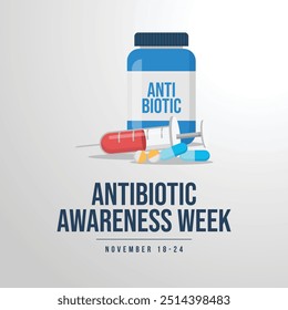 Modelo de design de vetor da Semana Mundial da Consciência de Antibióticos bom para o uso da celebração. Projeto da Semana Mundial da Sensibilização para o Uso de Antibióticos. design plano. eps 10.