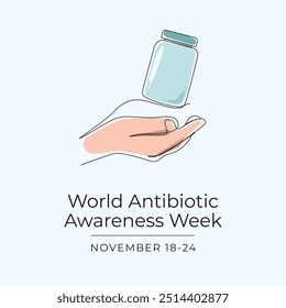 Modelo de design de vetor da Semana Mundial da Consciência de Antibióticos bom para o uso da celebração. Projeto da Semana Mundial da Sensibilização para o Uso de Antibióticos. desenho em linha contínua. eps 10.