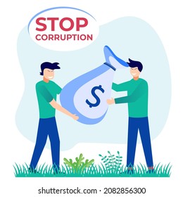 Ilustración vectorial de estilo plano del Día Mundial contra la Corrupción. Erradicación de todos los actos de fraude y cargos públicos.