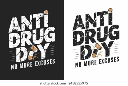 World Anti-Drug Day design for poster, banner, getting card, and t-shirt