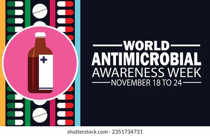 World Antimicrobial Awareness Week. Health care and medical concept. November 18 to 24. Vector illustration Suitable for greeting card, poster and banner