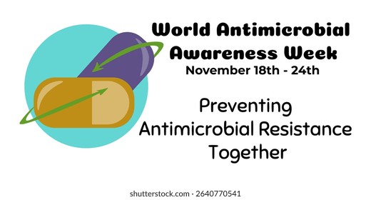 World Antimicrobial Awareness Week, horizontal poster, banner or flyer vector illustration on a medical topic