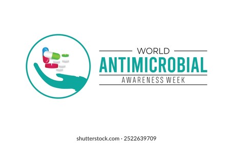 La Semana Mundial de Concienciación sobre el Uso de los Antimicrobianos se celebra cada año en noviembre. Concepto de conciencia médica. fondo, cartel, diseño de Ilustración vectorial de Plantilla de Anuncio.