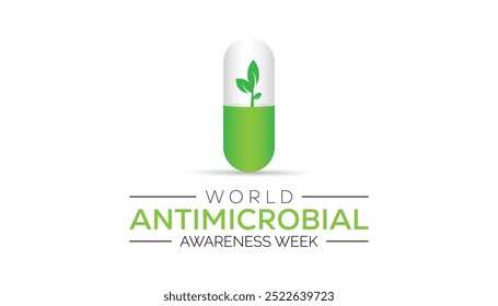 A Semana Mundial da Sensibilização Antimicrobiana é observada todos os anos em novembro. Conceito de conscientização médica. fundo, cartaz, modelo de banner Projeto de ilustração vetorial.