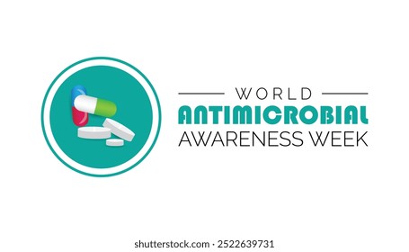 A Semana Mundial da Sensibilização Antimicrobiana é observada todos os anos em novembro. Conceito de conscientização médica. fundo, cartaz, modelo de banner Projeto de ilustração vetorial.