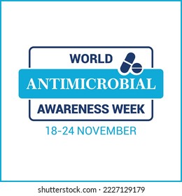 World Antimicrobial Awareness Week Vector. 18-24 November Antimicrobial Resistance Week Vector Background. Handle Antimicrobials With Care. AMR Vector Poster, Banner, Flyer.