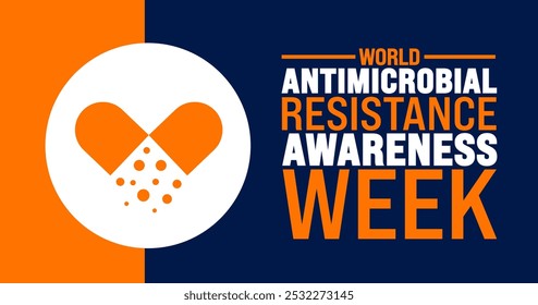 World Antimicrobial Resistance Awareness Week fundo ou modelo de design de banner é observado todos os anos em novembro. Conceito de férias. Modelo para cartão, cartaz, cartão, modelo.