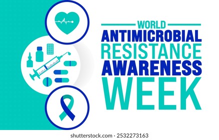 World Antimicrobial Resistance Awareness Week fundo ou modelo de design de banner é observado todos os anos em novembro. Conceito de férias. Modelo para cartão, cartaz, cartão, modelo.