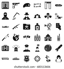 World antiterrorism icons set. Simple style of 36 world antiterrorism vector icons for web isolated on white background