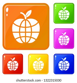 World apple icons set collection vector 6 color isolated on white background