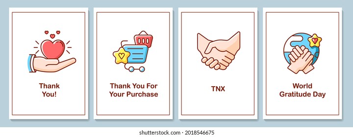 World appreciation day celebration greeting cards with color icon element set. Postcard vector design. Decorative flyer with creative illustration. Notecard with congratulatory message