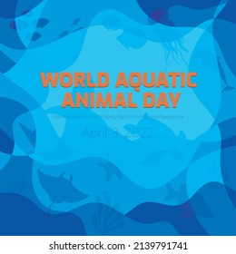 World Aquatic Animal Day 3 April Vector blue water wave layer shape zigzag pattern concept abstract background flat design style illustration