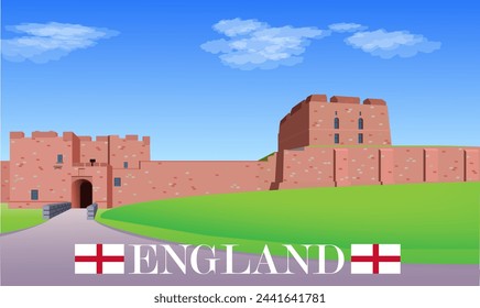 World architecture. Carlisle Castle. England travel poster vector illustration