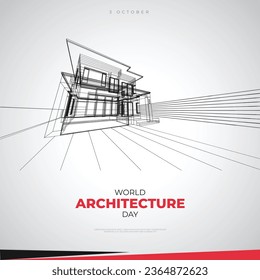 Ilustración de vectores del Día Mundial de la Arquitectura.