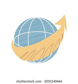 world with around arrow icon isolated