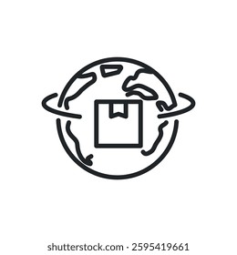 World around delivery thin line icons. Perfect pixel on transparent background