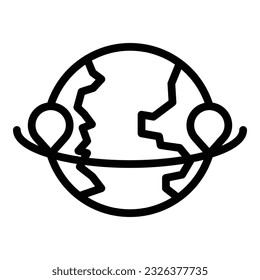 World around icon outline vector. Globe travel. Map earth