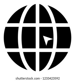World with arrow world click concept website icon black color