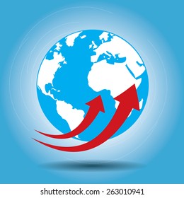 world with arrow vector, transportation logistics and delivery