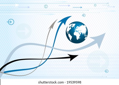 World with arrows - vector illustration
