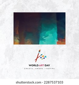 World Art Day, April 15, Social Media Design Vector Templates, Art, Brush Stokes, Creative, Inspire 