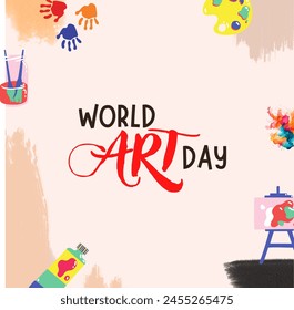 World Art Day, April 15, Social Media Design Vector Templates, Art, Brush Stokes, Creative, Inspire, Post design